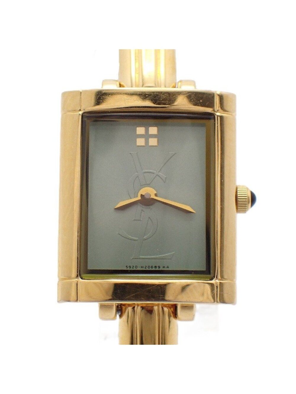 Saint Laurent Bracelet Watch Quartz Gold Green Dial